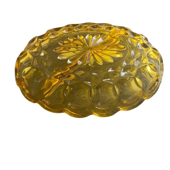 Vintage Indiana Amber 1950’s Thumbprint Relish Dish Scalloped Anchor Hawking EUC - Picture 4 of 6